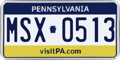 PA license plate MSX0513