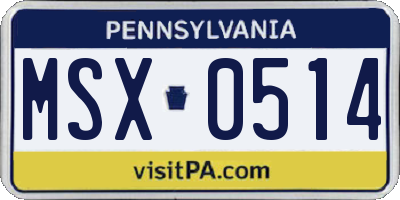 PA license plate MSX0514