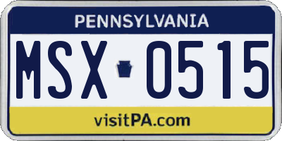 PA license plate MSX0515