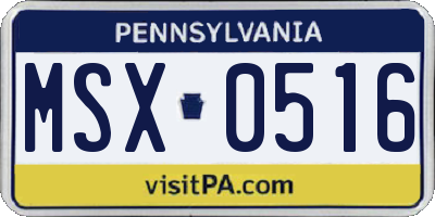 PA license plate MSX0516