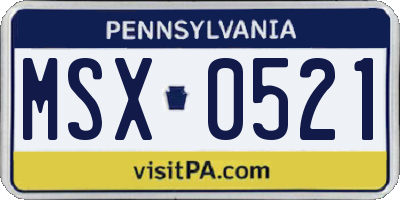 PA license plate MSX0521