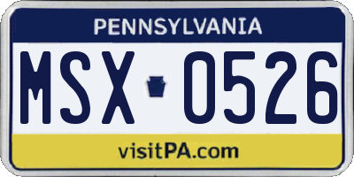 PA license plate MSX0526