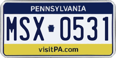 PA license plate MSX0531