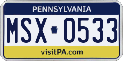 PA license plate MSX0533