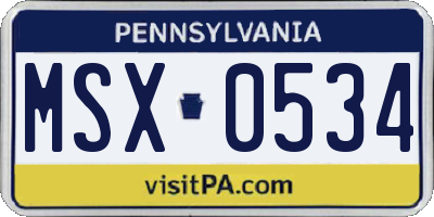PA license plate MSX0534