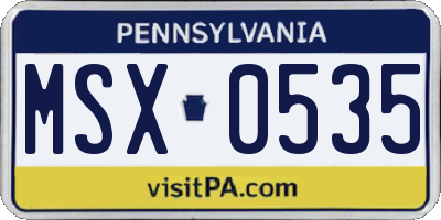 PA license plate MSX0535
