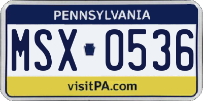 PA license plate MSX0536