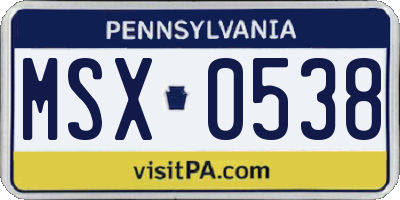 PA license plate MSX0538