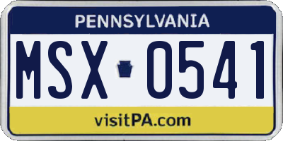 PA license plate MSX0541