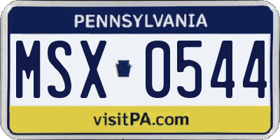 PA license plate MSX0544
