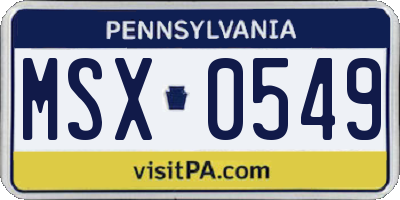 PA license plate MSX0549