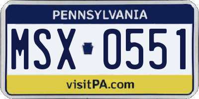 PA license plate MSX0551