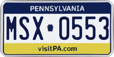 PA license plate MSX0553