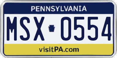 PA license plate MSX0554