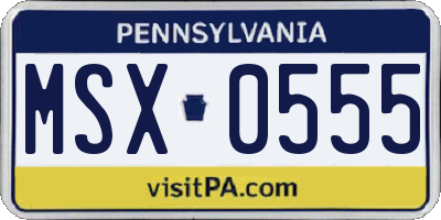 PA license plate MSX0555