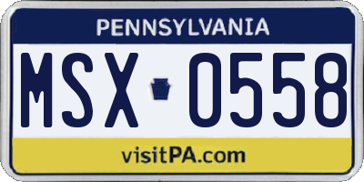 PA license plate MSX0558