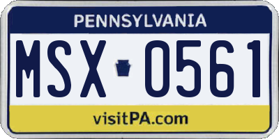PA license plate MSX0561