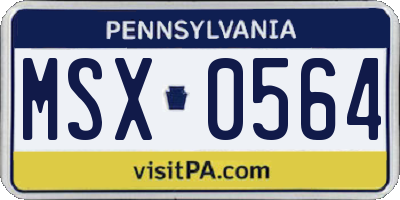 PA license plate MSX0564