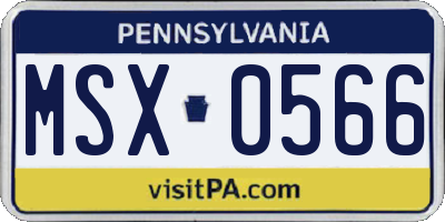 PA license plate MSX0566