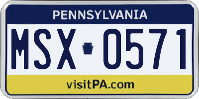 PA license plate MSX0571