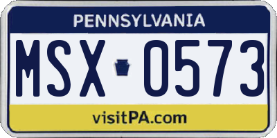 PA license plate MSX0573