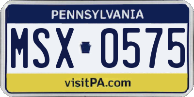 PA license plate MSX0575