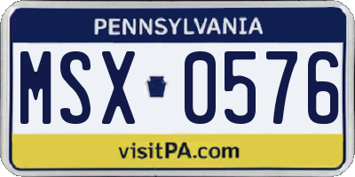 PA license plate MSX0576