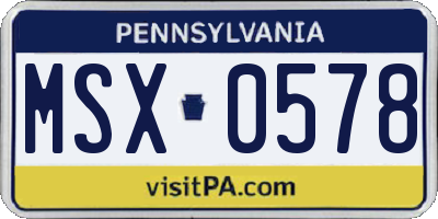 PA license plate MSX0578