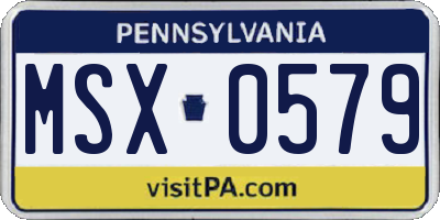 PA license plate MSX0579