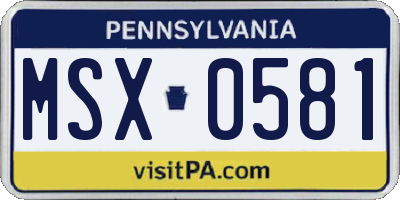 PA license plate MSX0581