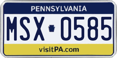 PA license plate MSX0585