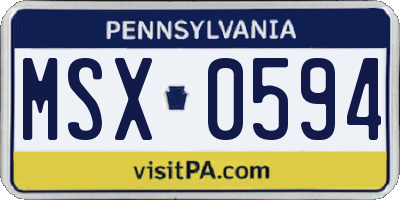 PA license plate MSX0594