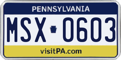 PA license plate MSX0603