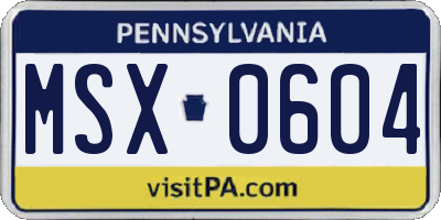 PA license plate MSX0604