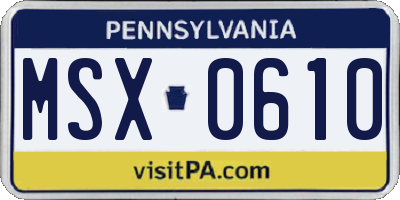 PA license plate MSX0610