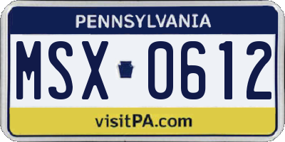 PA license plate MSX0612