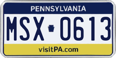 PA license plate MSX0613