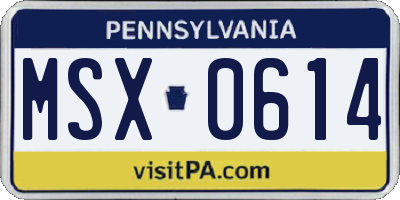 PA license plate MSX0614