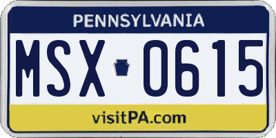 PA license plate MSX0615