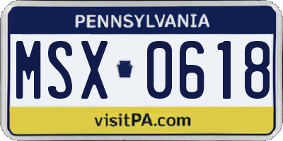 PA license plate MSX0618