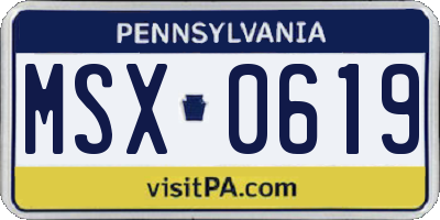 PA license plate MSX0619