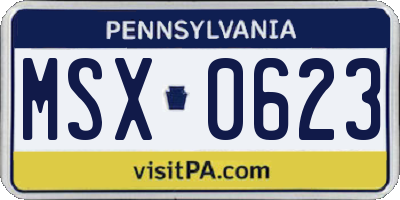 PA license plate MSX0623