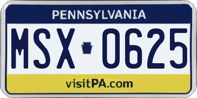 PA license plate MSX0625