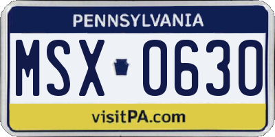 PA license plate MSX0630