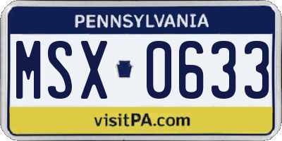 PA license plate MSX0633