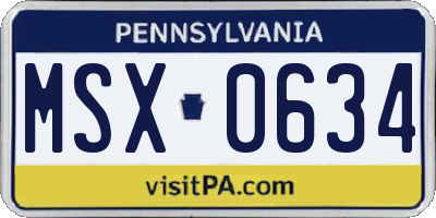 PA license plate MSX0634