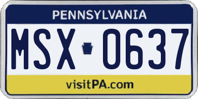 PA license plate MSX0637