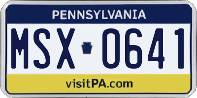 PA license plate MSX0641