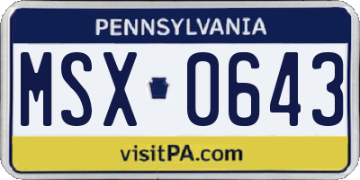 PA license plate MSX0643