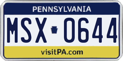 PA license plate MSX0644